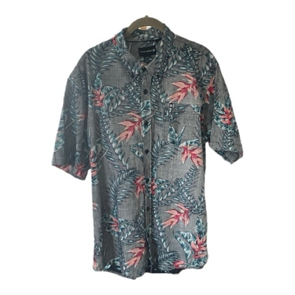 Ocean Current Hawaiian button down  Tropical Print Men's Shirt size (Large)